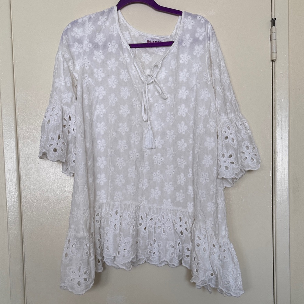 White Eyelet Lace Women Top